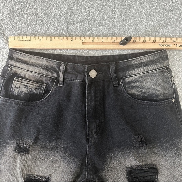 Distressed Two-Tone Denim 30 Tapered Y2K Grunge Punk Dirty Black Grey - Picture 6 of 8
